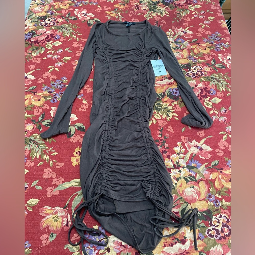 forever 21 dark brown knit dress womens size medium long sleeve NWT
